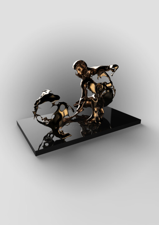 Скульптура под названием "Jeux d'eau" - Duong Le Thai, Подлинное произведение искусства, Металлы
