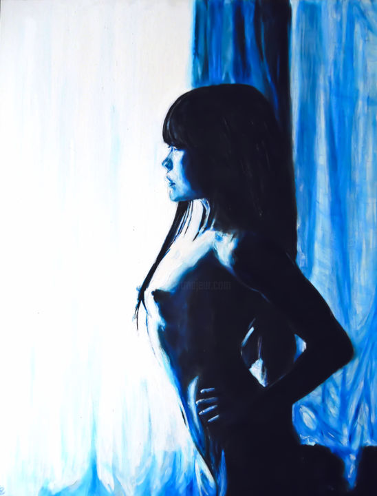 Painting titled "luana lani blue nude" by Frederic Dupain, Original Artwork