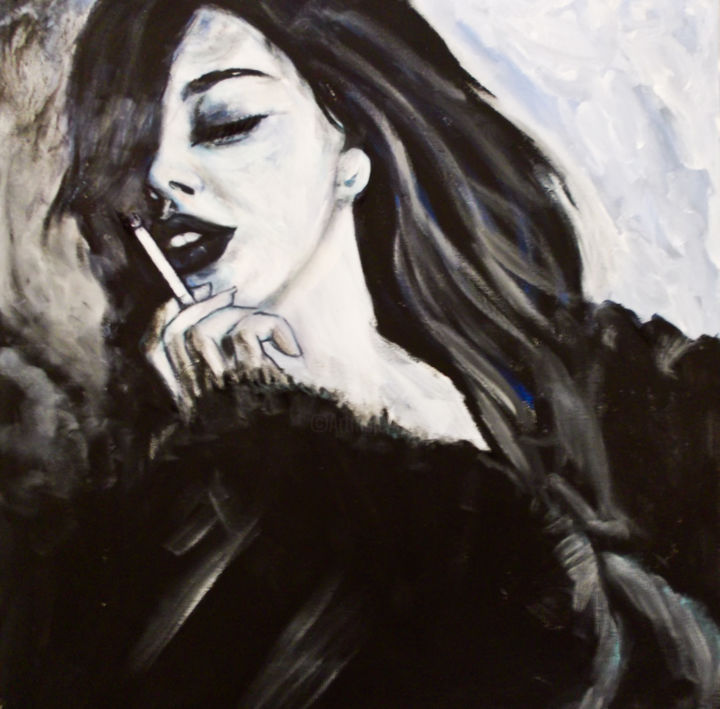 Painting titled "fumeuse" by Frederic Dupain, Original Artwork