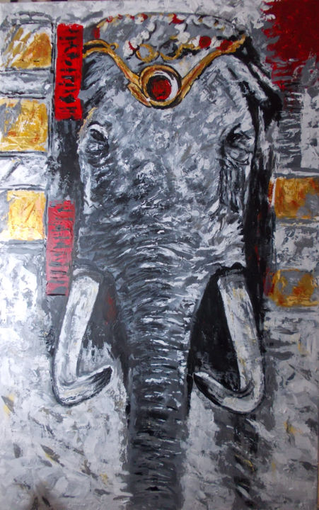 Painting titled "elephant" by Frederic Dupain, Original Artwork, Other