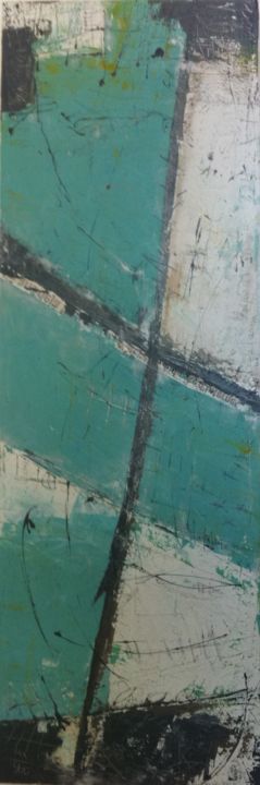 Malerei mit dem Titel "turquoise-50x150-co…" von Catherine Duperray, Original-Kunstwerk, Acryl