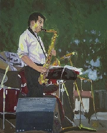 Peinture intitulée "Saxophoniste" par Gérard Dupuch, Œuvre d'art originale, Huile