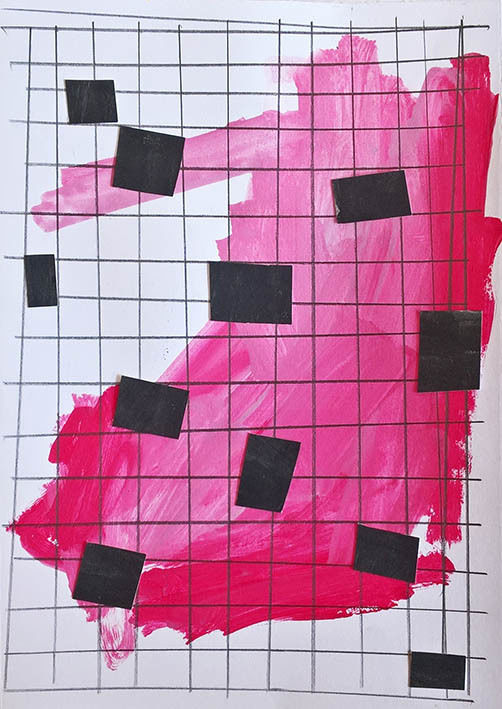 Drawing titled "into the grid" by Dusan Stosic, Original Art, Acrylic