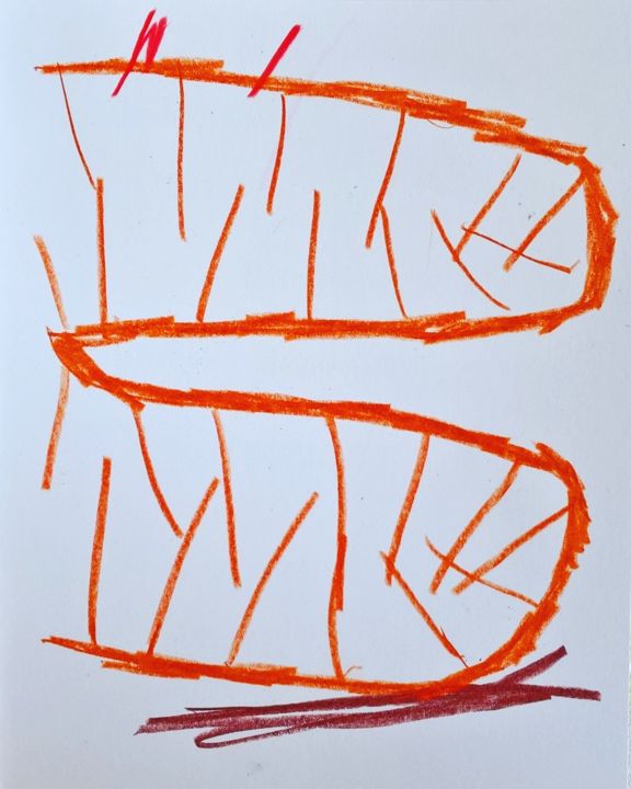 Dibujo titulada "orange stress" por Dusan Stosic, Obra de arte original, Pastel