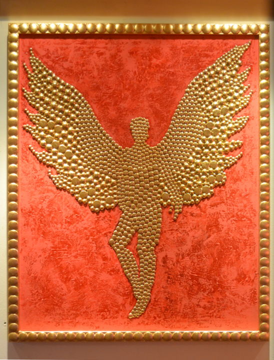 Painting titled "Golden Angel" by Angel, Original Artwork, Oil