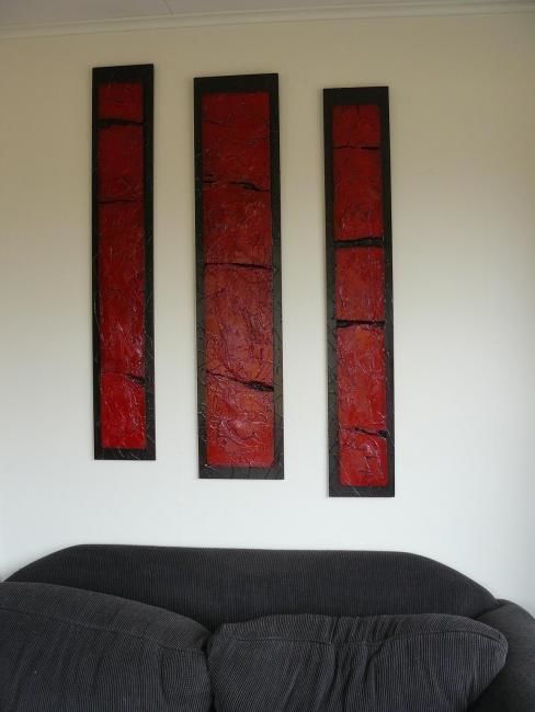 Painting titled "Rich red abstracts-…" by Janine Westbury - Prowse, Original Artwork