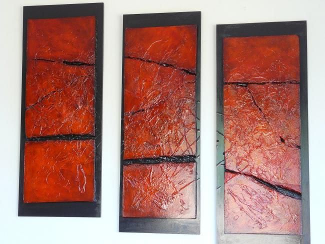 Painting titled "Rich red textured p…" by Janine Westbury - Prowse, Original Artwork
