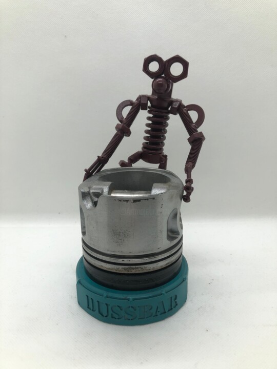 Sculpture intitulée "Robot cendrier" par Anthonin Dusseaux (DUSSBAR), Œuvre d'art originale, Métaux