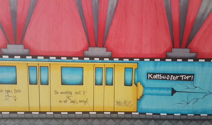 Malerei mit dem Titel "The hell of ,,Kottb…" von Dustin Wolfgramm, Original-Kunstwerk, Marker