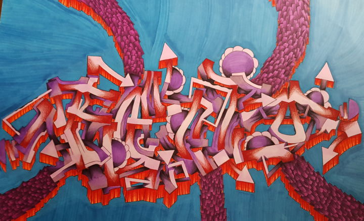 Peinture intitulée "Graffiti Ratio-Art" par Dustin Wolfgramm, Œuvre d'art originale, Marqueur