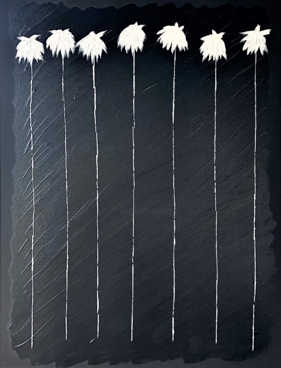 Pintura intitulada "Lucky 7 Palms #16" por Dutch Montana, Obras de arte originais, Óleo Montado em Armação em madeira