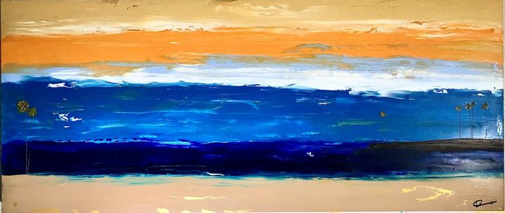 Painting titled "California Gold 2" by Dutch Montana, Original Art, Oil Mounted on Stretcher frame