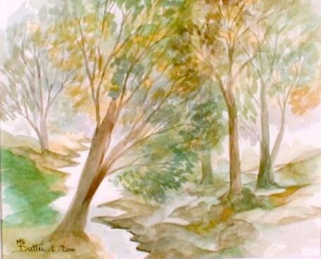 Peinture intitulée "Le petit ruisseau" par Monique Dutter-Lemierre, Œuvre d'art originale