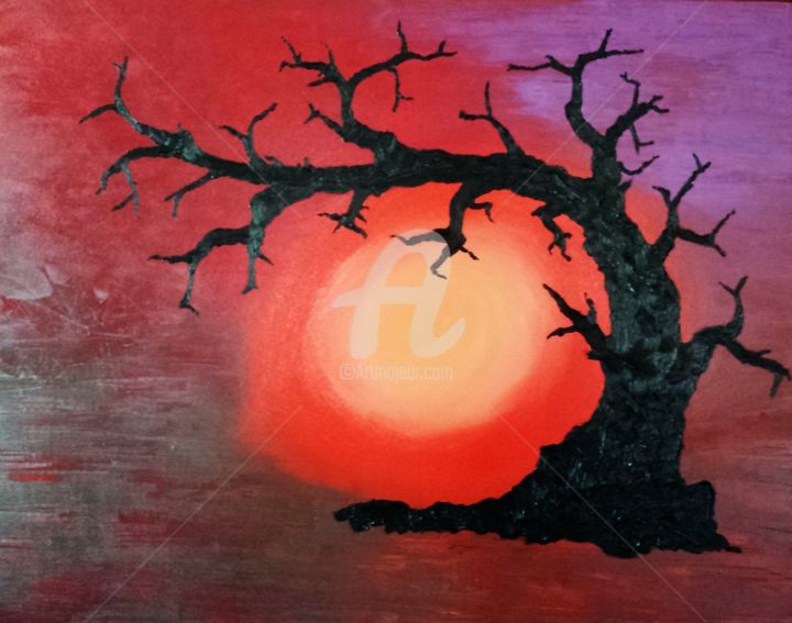 Painting titled "Dead Tree" by David Vall, Original Artwork, Oil