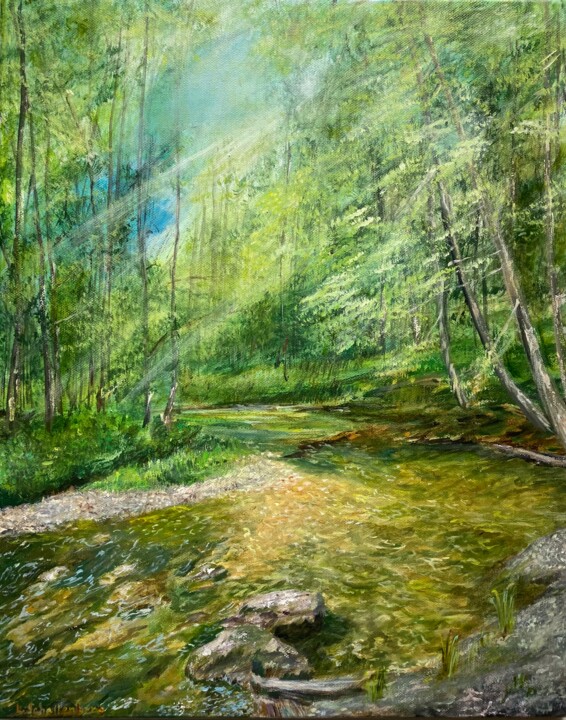 Картина под названием "Forest in Lenzerhei…" - Lusie Schellenberg, Подлинное произведение искусства, Масло