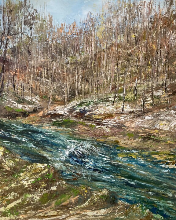 Painting titled "Spring in the forest" by Lusie Schellenberg, Original Artwork, Oil