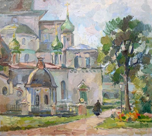 Painting titled "У Собора" by Dmitry Veltishchev, Original Artwork