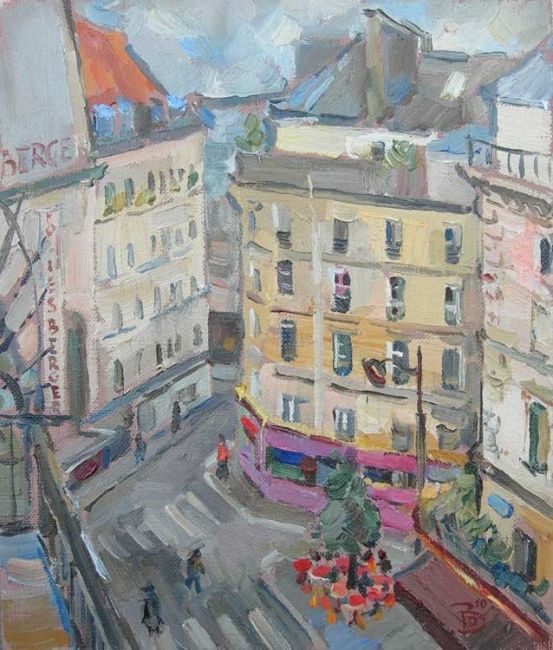 Painting titled "Париж.Вид на Фоли Б…" by Dmitry Veltishchev, Original Artwork, Oil