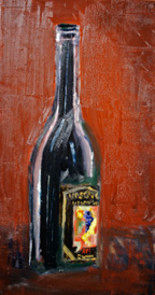 Painting titled "Bottle (Parsonage)" by Denise Wellenstein, Original Artwork, Oil