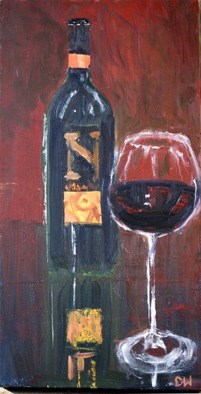 Painting titled "Bottle (Nymanthia)" by Denise Wellenstein, Original Artwork, Oil