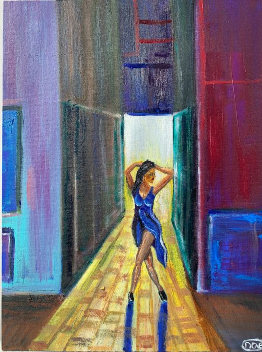 Painting titled "WOMAN in ITALY" by Nataliia Diadyk (NAE), Original Artwork, Oil Mounted on Cardboard