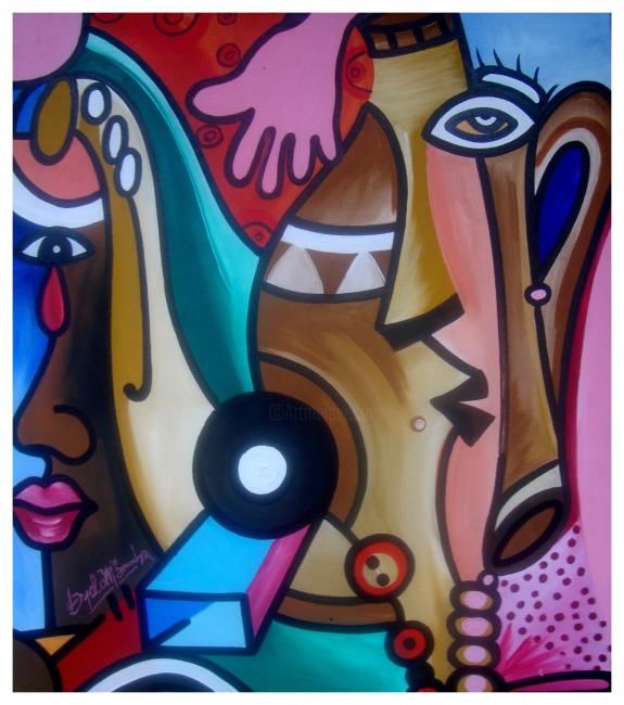 Peinture intitulée "La main rose" par Dyclo M'Boumba, Œuvre d'art originale