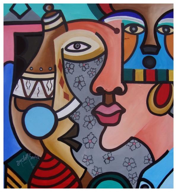 Peinture intitulée "Le voyeur" par Dyclo M'Boumba, Œuvre d'art originale
