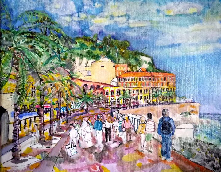 Peinture intitulée "Baie des anges quai…" par Dyguiluge, Œuvre d'art originale,