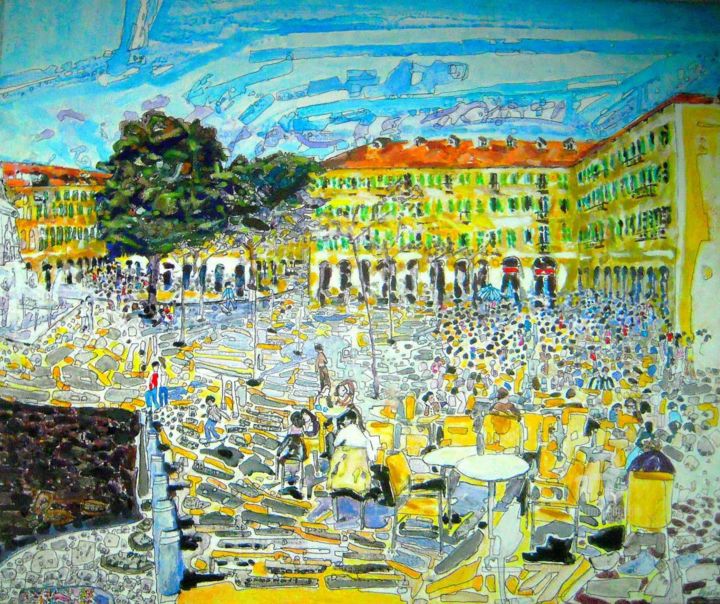 Painting titled "place Garribaldi Ni…" by Dyguiluge, Original Artwork, Acrylic