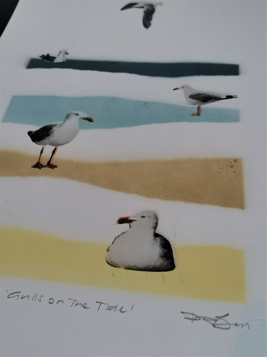 Printmaking titled "'Gulls on the Tide'…" by Dylan Bell (Bells Galleries), Original Artwork, Acrylic