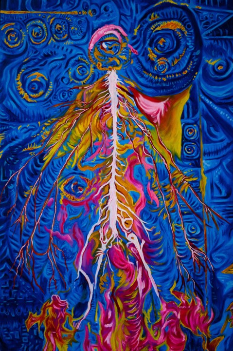 Картина под названием "ON THE SPECTRUM" - Dylan Vera, Подлинное произведение искусства, Масло Установлен на Деревянная рама…