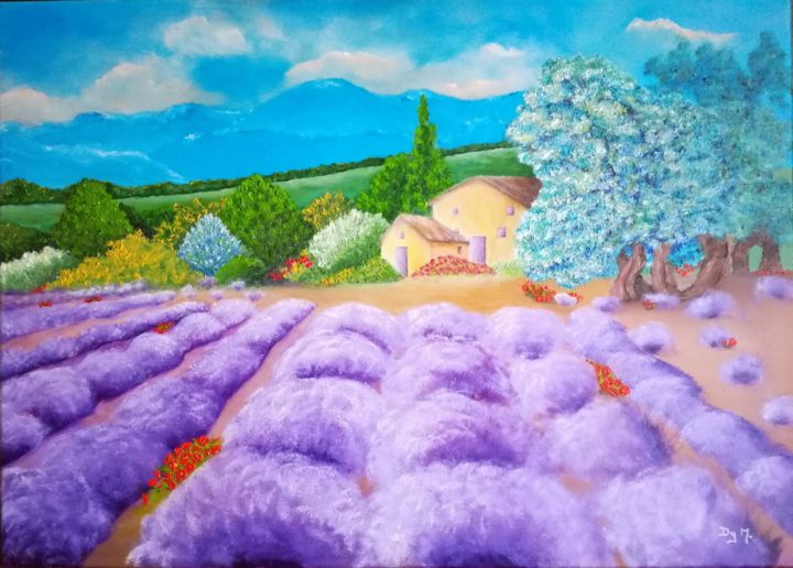 Painting titled "La Provence" by Dy Martine, Original Artwork, Oil