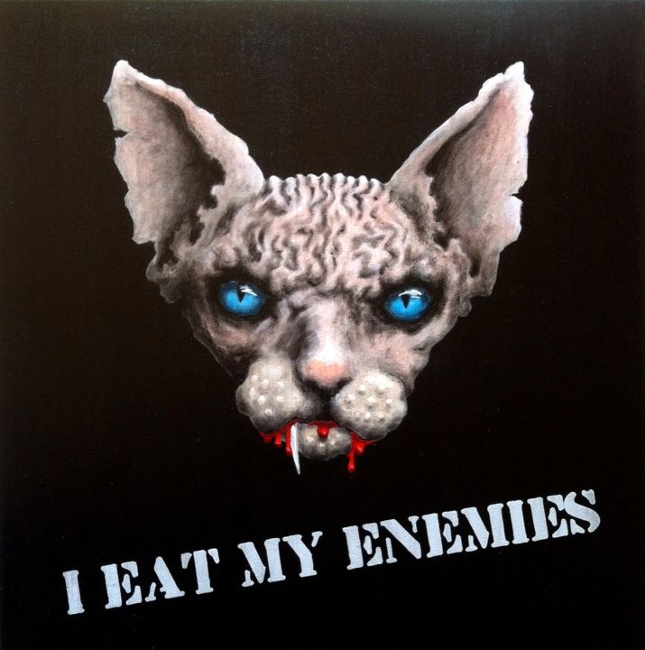 Картина под названием "I eat my enemies" - Dzmitry Vasilenka, Подлинное произведение искусства, Акрил