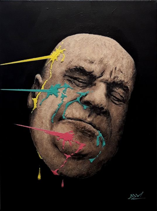 Картина под названием "Series - Faces #3" - Dzmitry Vasilenka, Подлинное произведение искусства, Акрил