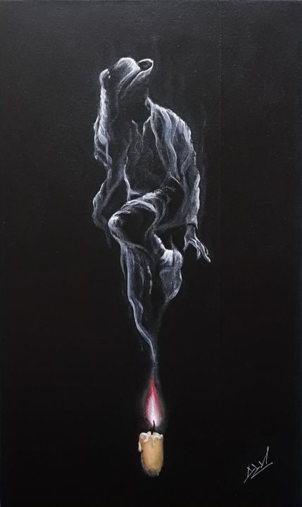「Series - candles #3…」というタイトルの絵画 Dzmitry Vasilenkaによって, オリジナルのアートワーク, アクリル ウッドパネルにマウント