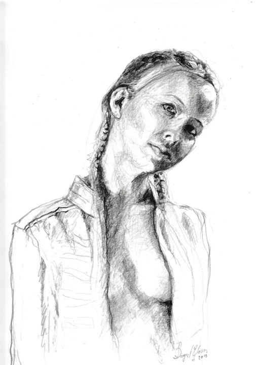 Drawing titled "Nina" by Dzogaz, Original Artwork, Graphite