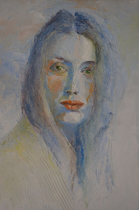 Painting titled "Portret mlade dame" by Dzogaz, Original Artwork, Oil