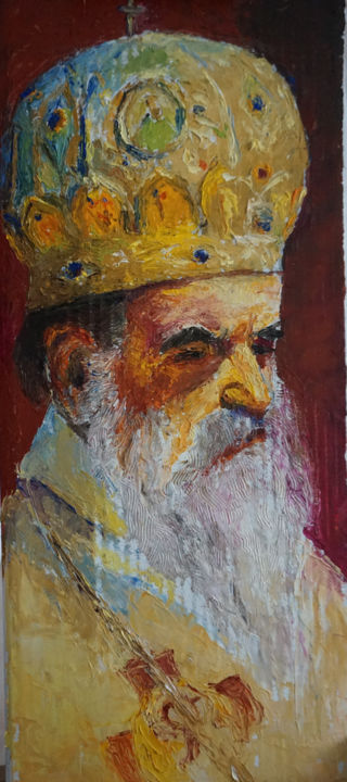 Painting titled "Amfilohije" by Dzogaz, Original Artwork, Oil