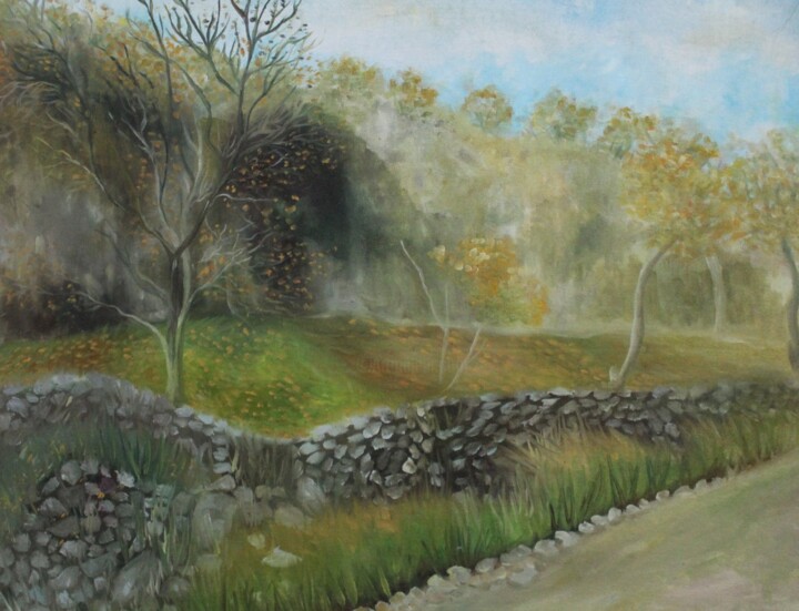 Painting titled "A walk in September" by Dzovig Arnelian, Original Artwork, Oil