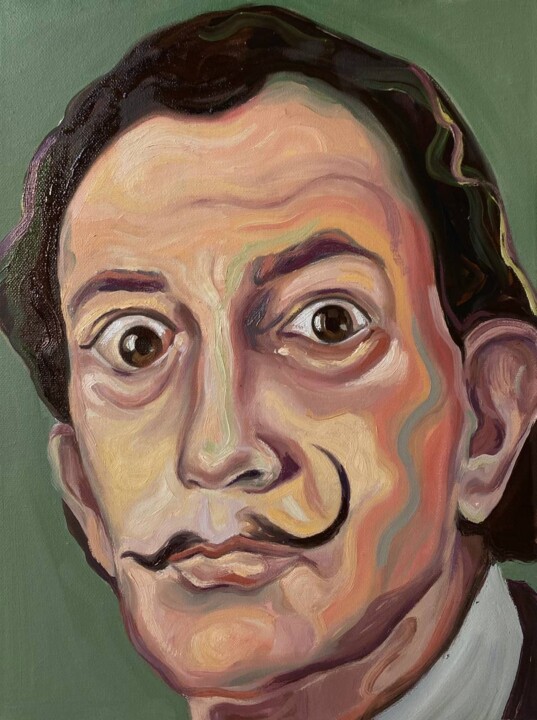 Malarstwo zatytułowany „Salvador Dali” autorstwa Anastazja Dżupina, Oryginalna praca, Olej Zamontowany na Drewniana rama nos…