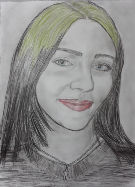 Smiling Billie Eilish, Drawing by Eduard Arutinov | Artmajeur