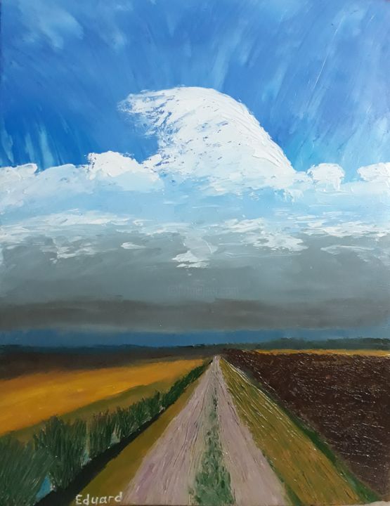 Painting titled "road" by Eduard Arutinov, Original Artwork, Oil