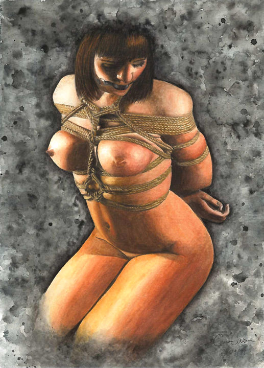 Pintura titulada "Bondage" por Emma Chiri, Obra de arte original, Acuarela