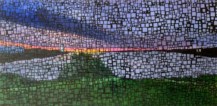 Malerei mit dem Titel "the sun will rise" von Elena Epifantseva, Original-Kunstwerk, Öl Auf Keilrahmen aus Holz montiert