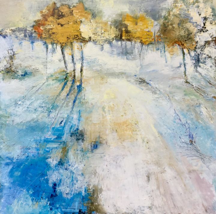 Painting titled "Promenade d’hiver 8…" by Eliane Boivin, Original Artwork, Oil