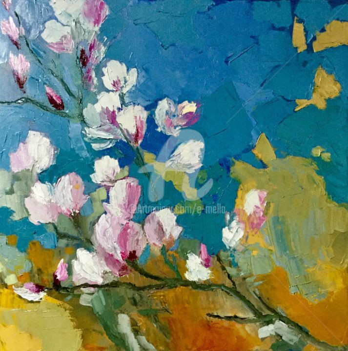 Картина под названием "Magnolia" - Eliane Boivin, Подлинное произведение искусства, Масло