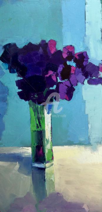 Malarstwo zatytułowany „Vase vert” autorstwa Eliane Boivin, Oryginalna praca, Olej
