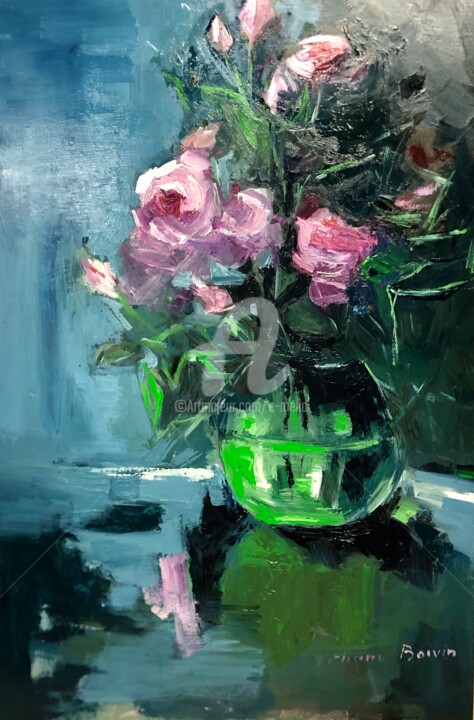 Peinture intitulée "Bouquet de nuit 11" par Eliane Boivin, Œuvre d'art originale, Huile