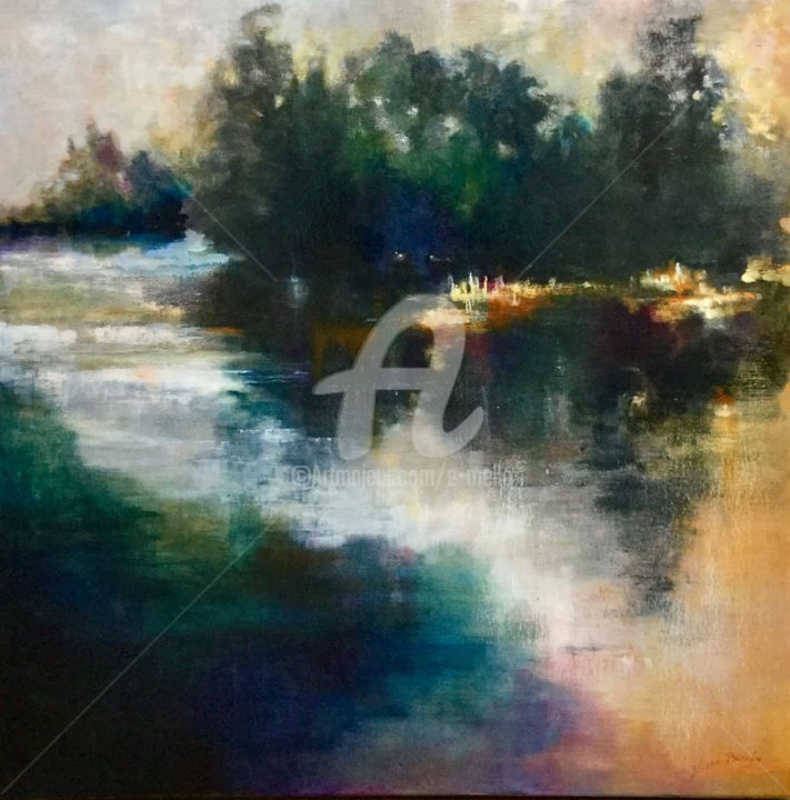 Peinture intitulée ""Il était un soir..…" par Eliane Boivin, Œuvre d'art originale, Huile