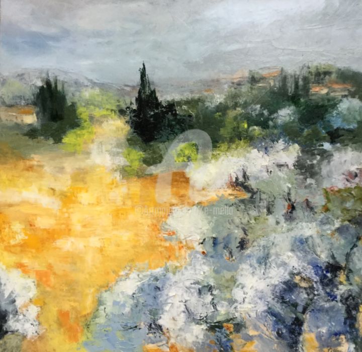 Painting titled ""Provence" (6) 70X70" by Eliane Boivin, Original Artwork, Oil